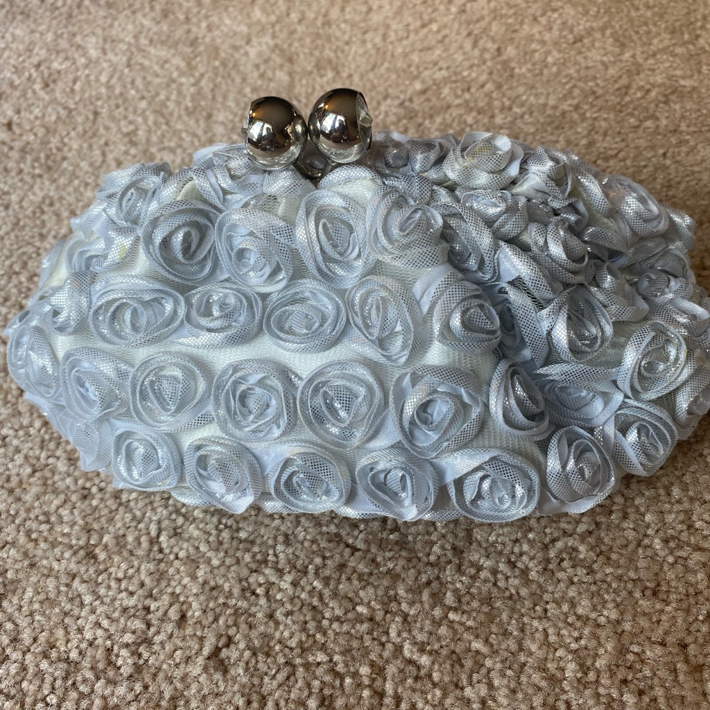 Silver Dress Bag Silver Snap Closure Use As Clutch Or Use Silver Chain Inside